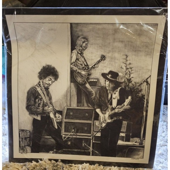 Hendrix Vaughn Allman Fantasy Jam Signed Phil Kutno Artist Lithograph Numbered - Picture 5 of 16